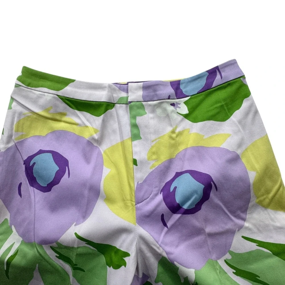 Linda Allard‎ Ellen Tracy Floral Capri Pants Womens 6 Purple Coastal Preppy VTG